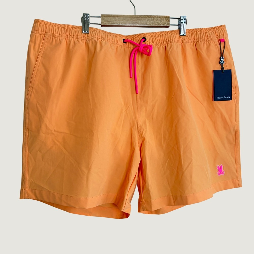 Psycho‎ Bunny Malta Hydrochromic Swim Trunks 3XL Mock Orange Hot Pink Beach NEW